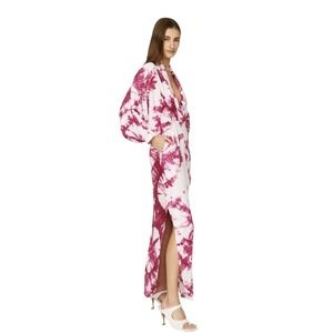 S/W/F Womens XS Tie Dye Kimono Maxi Dress with Slit and Pockets